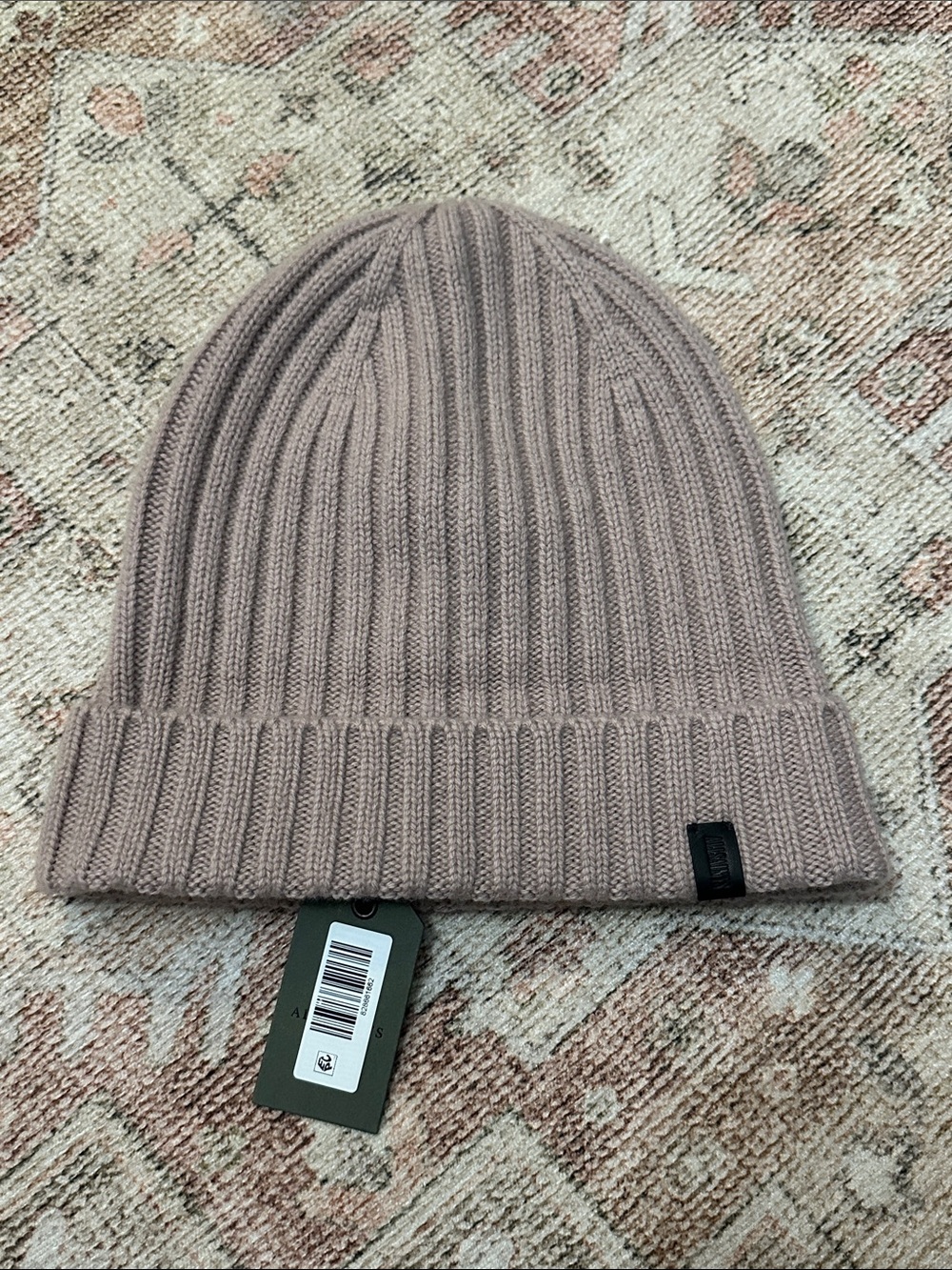 Woman’s NWTs Blush Colored Ribbed 100% Wool Skull Cap Beanie Hat